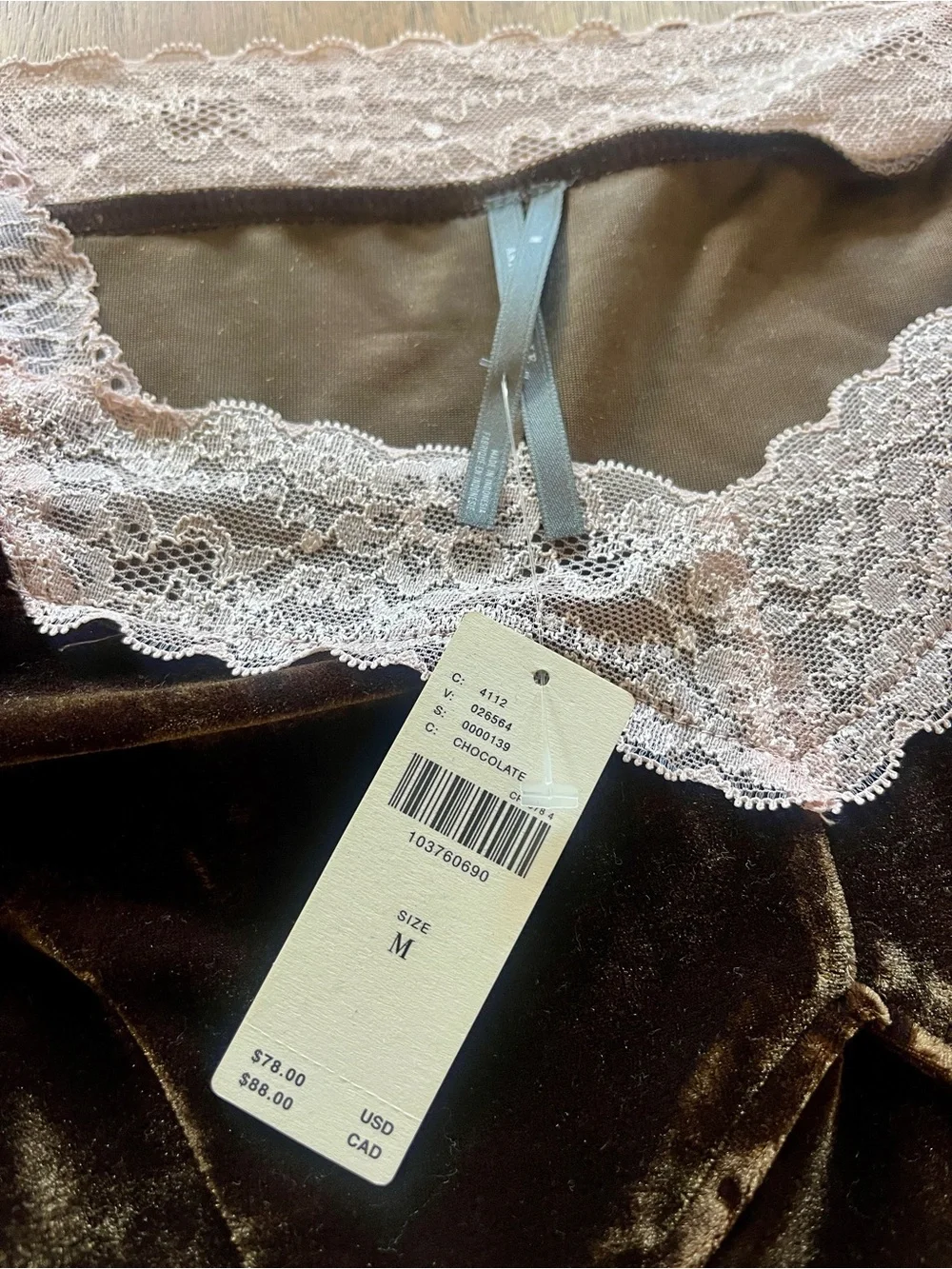 BNWT Anthropologie Velvet/Lace Blouse